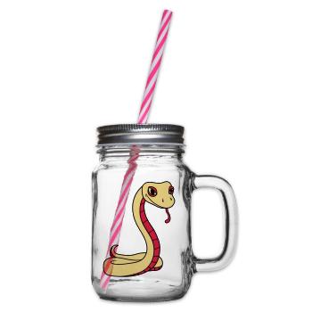snake face head gecko lizard real reptile - Glass jar with handle and screw cap - clear - Right