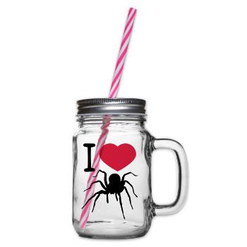 heart love i love spider bird spider design clip art - Glass jar with handle and screw cap - clear - Right