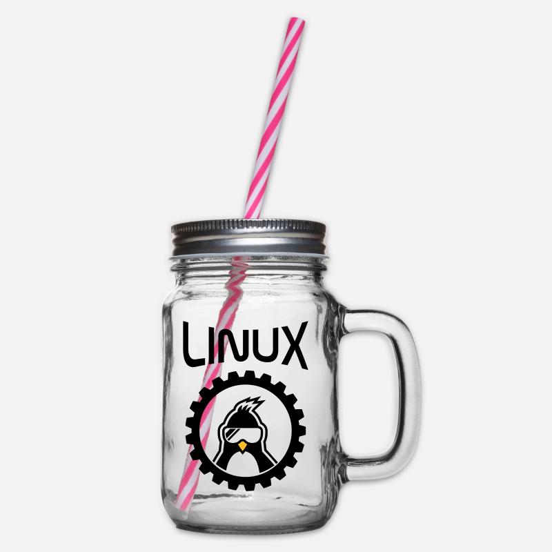 linux wheel - Henkelglas mit Schraubdeckel - Klar