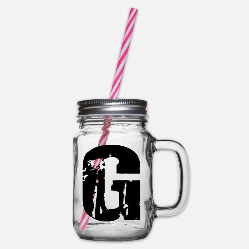G - Buchstabe - Henkelglas mit Schraubdeckel - Klar