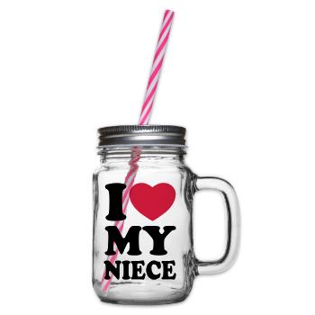I love my niece - Ich liebe meine Nichte - Henkelglas mit Schraubdeckel - Klar - Rechts