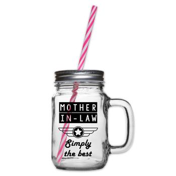 Mother in law / Schwiegermutter / Belle Mère - Glass jar with handle and screw cap - clear - Right