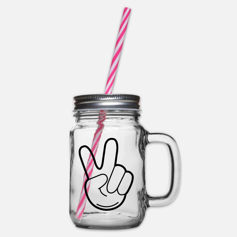 peace hand - Henkelglas mit Schraubdeckel - Klar