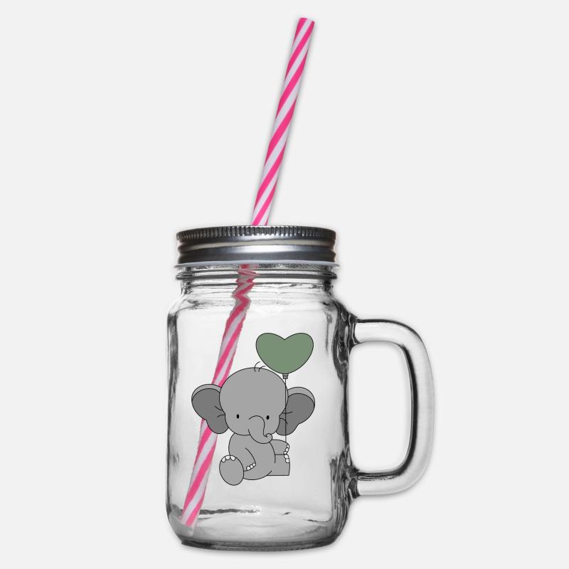 Bébé éléphant en montgolface 💚💚 - Bocal à boisson - transparent