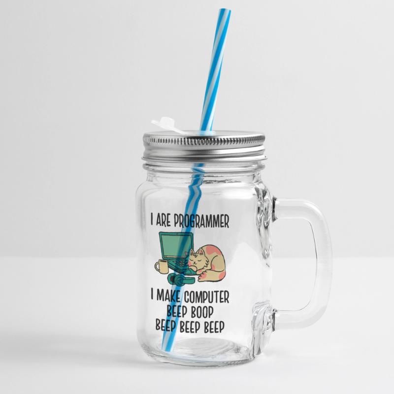 I Are Programmer I Make Computer Beep Bop Coder So Henkelglas mit Schraubdeckel