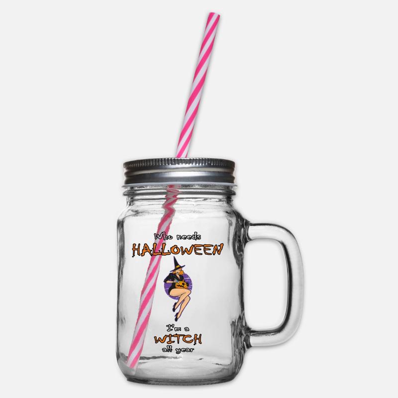 Cute Halloween Witch - Henkelglas mit Schraubdeckel - Klar