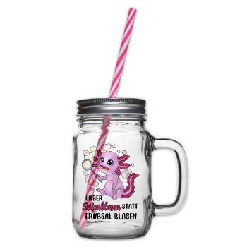 Lieber Seifenblasen statt Trübsal Blasen Axolotl - Henkelglas mit Schraubdeckel - Klar - Rechts