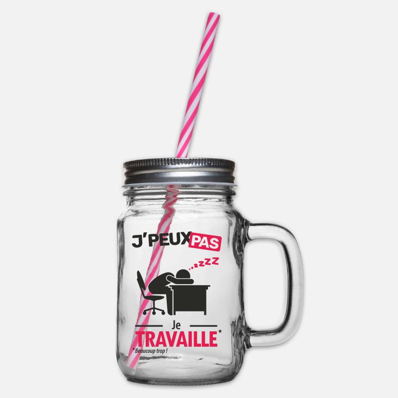 J'peux pas, je travaille - Bocal à boisson - transparent