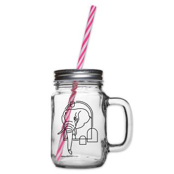 Éléphant en forme géométrique - Conception d’art au trait - Bocal à boisson - transparent - Droite