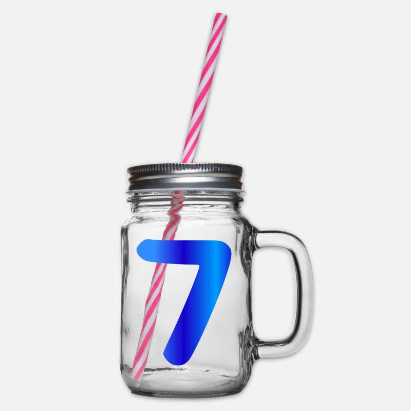 7 ans anniversaire bleu - Bocal à boisson - transparent