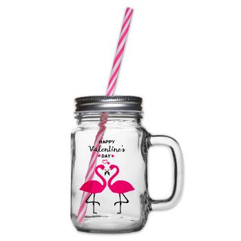 Flamingos Valentinstag - Henkelglas mit Schraubdeckel - Klar - Rechts
