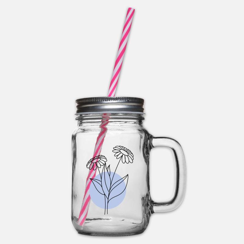 Cercle bleu fleur - Bocal à boisson - transparent