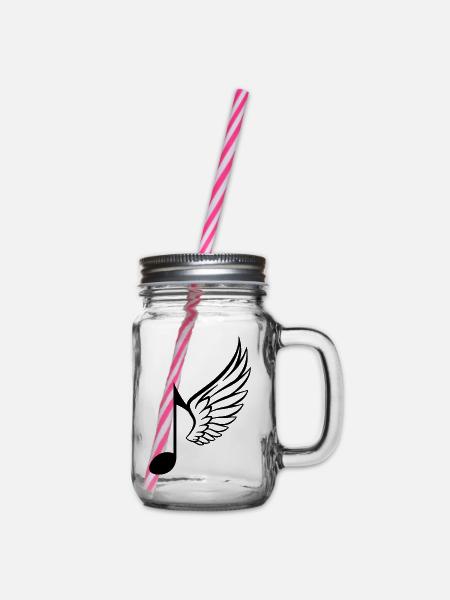 Musikalische Notenflügel - originelle Geschenkidee - Henkelglas mit Schraubdeckel - Klar