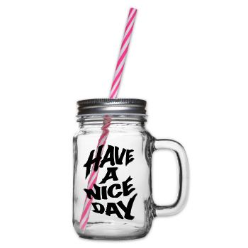 Have a nice day - Glass jar with handle and screw cap - clear - Right