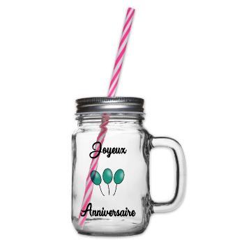HAPPY BIRTHDAY. HAPPY BIRTHDAY. ANNIVERSARY. - Glass jar with handle and screw cap - clear - Right