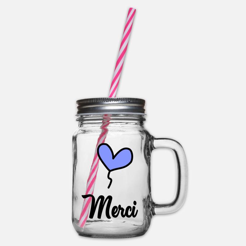 MERCI. THANKS. ANNIVERSAIRE. NAISSANCE. RETRAITE. - Bocal à boisson - transparent