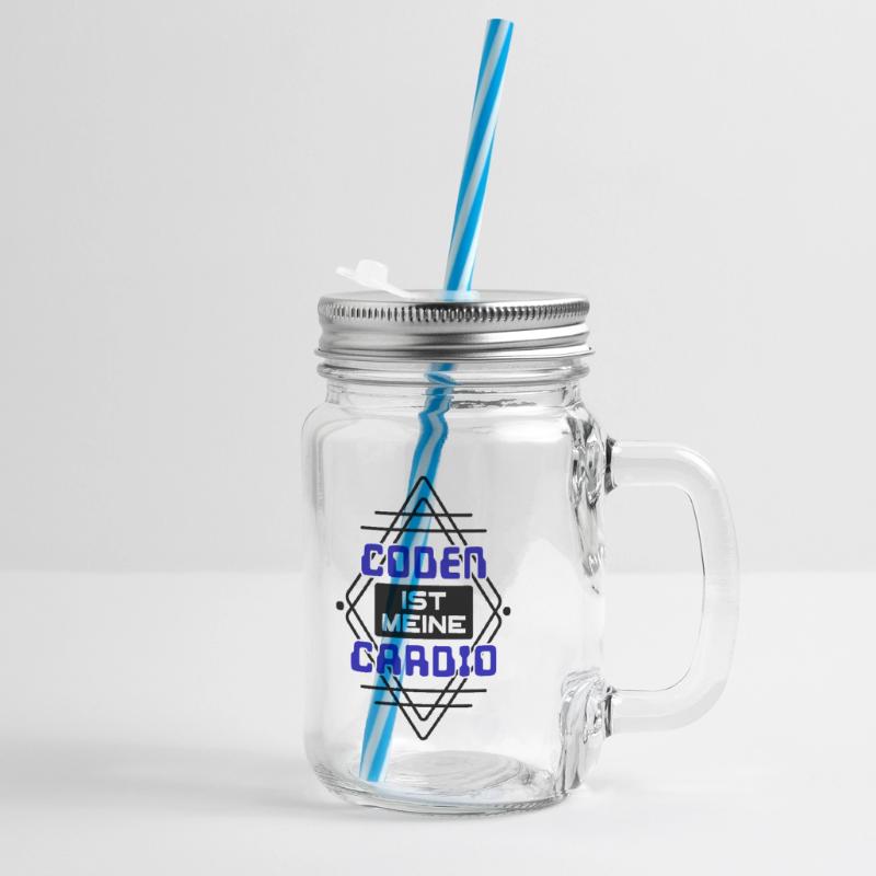 Software Developer Developer Cool Saying Coden Glass jar with handle and screw cap