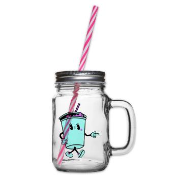drink cartoon - Henkelglas mit Schraubdeckel - Klar - Rechts