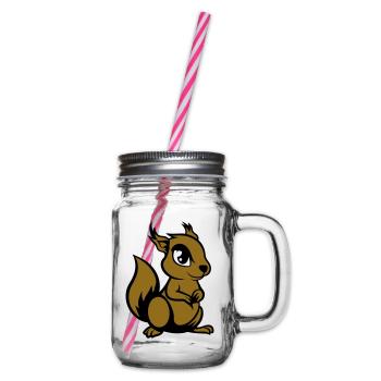eichhörnchen comic tier - Henkelglas mit Schraubdeckel - Klar - Rechts