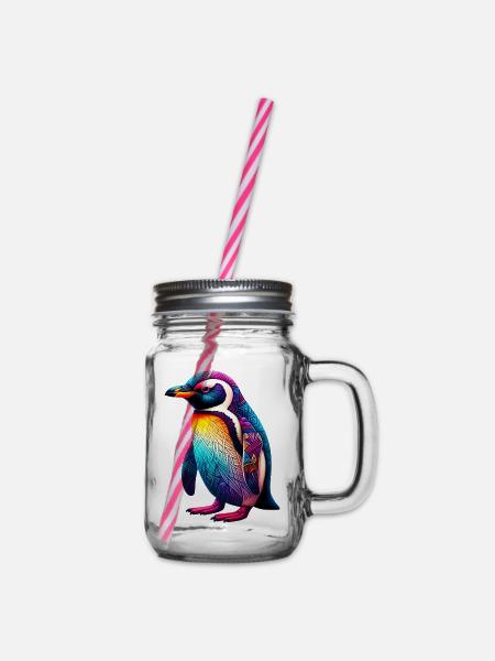 Pinguin - Henkelglas mit Schraubdeckel - Klar