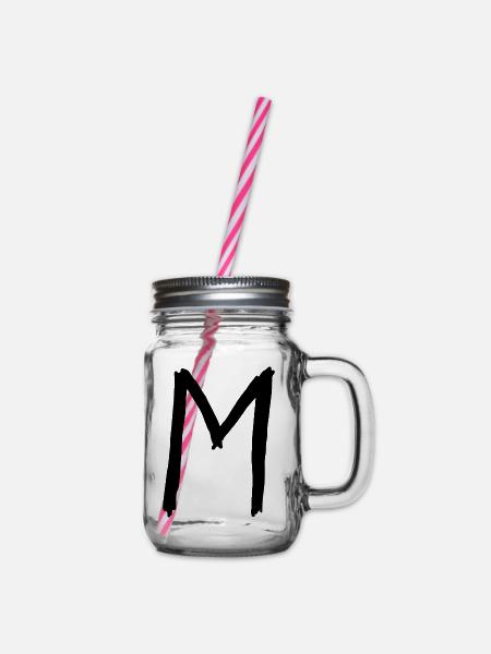Buchstaben M - Henkelglas mit Schraubdeckel - Klar