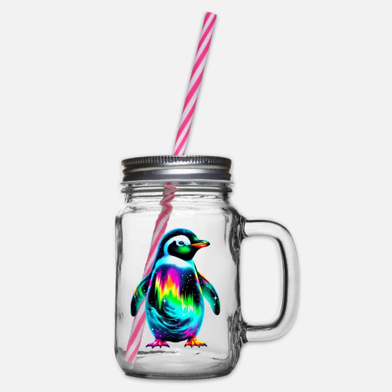 Pinguin - Henkelglas mit Schraubdeckel - Klar