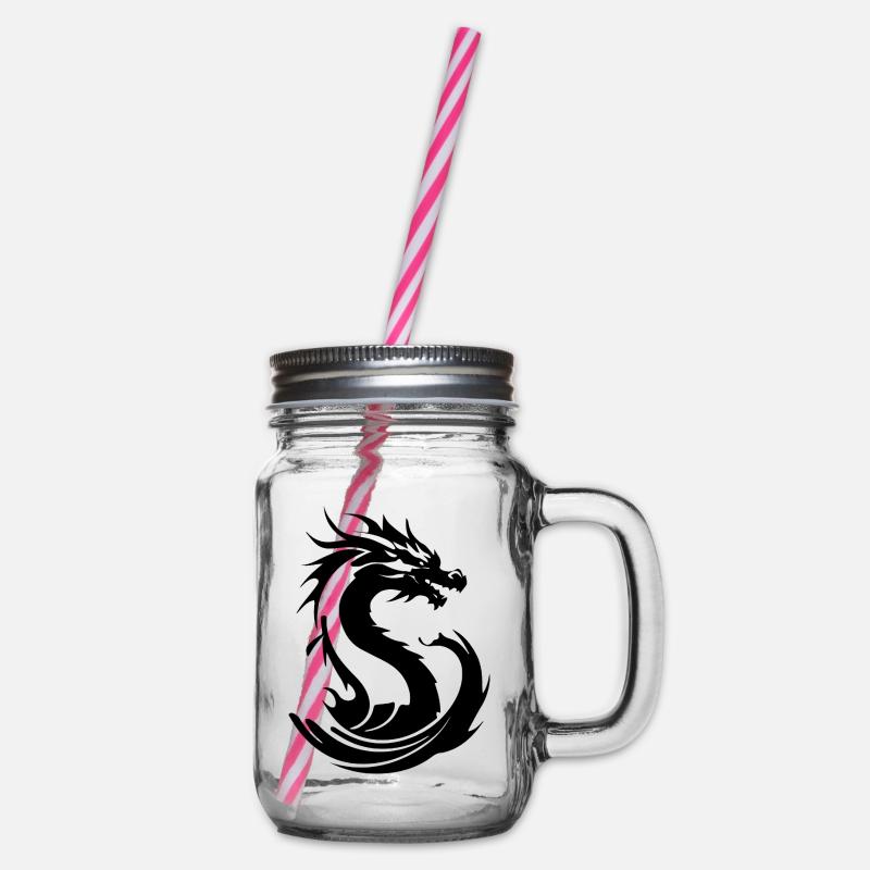 Drache - Henkelglas mit Schraubdeckel - Klar
