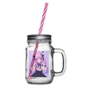 Hase Bunny Girl Anime Manga Pastel Goth Geschenk - Henkelglas mit Schraubdeckel - Klar - Rechts