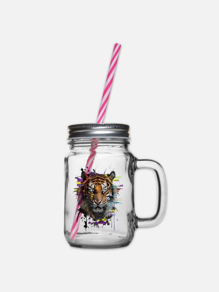 Tiger Gaze: Chromatische Symphonie - Henkelglas mit Schraubdeckel - Klar
