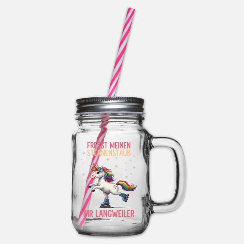 Rollschuh Einhorn - Henkelglas mit Schraubdeckel - Klar