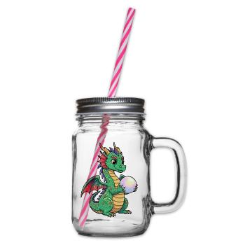 Kleiner Drache mit Ball - Henkelglas mit Schraubdeckel - Klar - Rechts