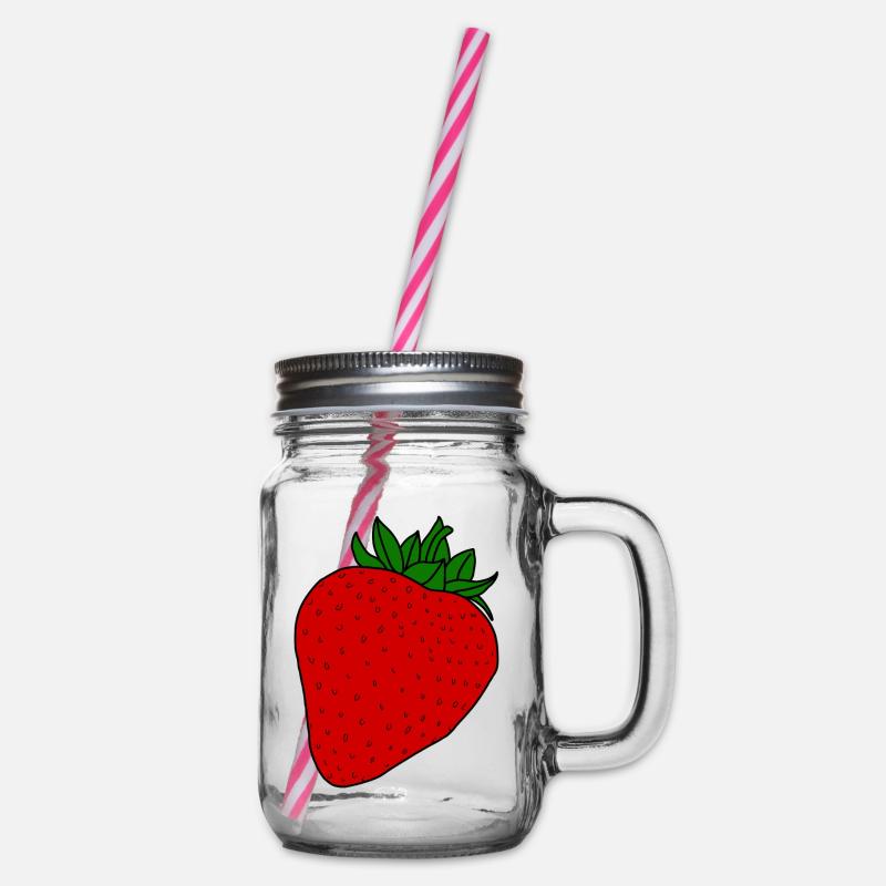 Rote Erdbeere - Henkelglas mit Schraubdeckel - Klar