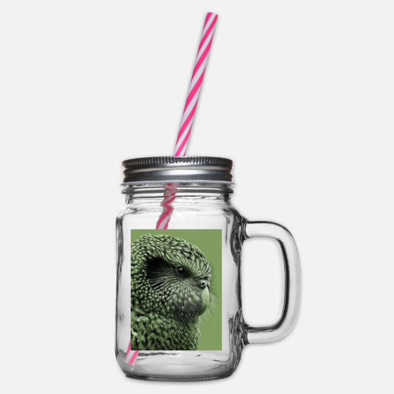 Illustration Kakapo en vert - Bocal à boisson - transparent