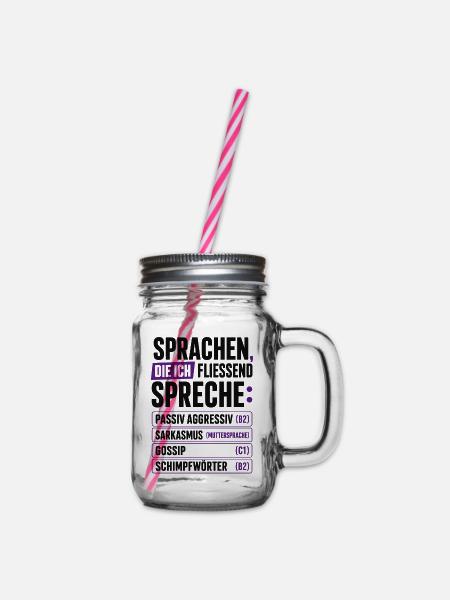 Sprachen, die ich fließend spreche - Henkelglas mit Schraubdeckel - Klar