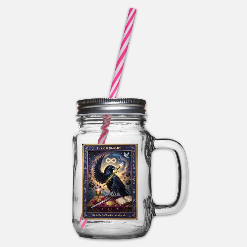 Krähe, der Magier - Henkelglas mit Schraubdeckel - Klar