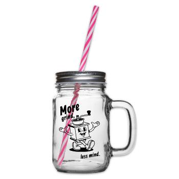 More grind, less mind! - Henkelglas mit Schraubdeckel - Klar - Rechts