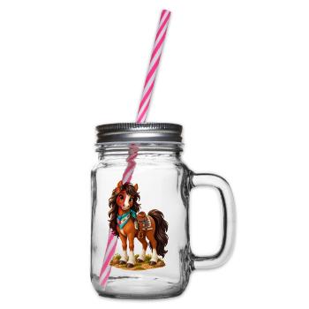 Wilde Ranch Pony mit Bandana - Henkelglas mit Schraubdeckel - Klar - Rechts