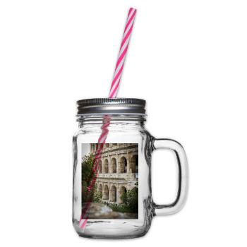 Kolosseumsbögen und Grünflächen - Henkelglas mit Schraubdeckel - Klar - Rechts