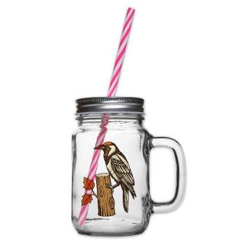 Specht am Herbststamm - Henkelglas mit Schraubdeckel - Klar - Rechts