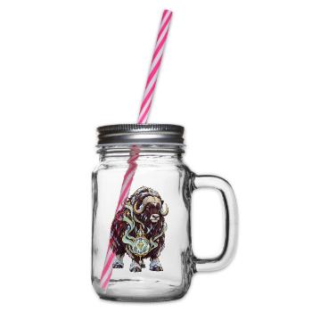 Moschusochse mit Polarlicht-Frostlaterne - Henkelglas mit Schraubdeckel - Klar - Rechts