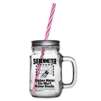 Siebenmeter Shirt – Ein Wurf. Keine Gnade. - Henkelglas mit Schraubdeckel - Klar - Rechts