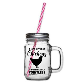 Huhn Statement Humor - Henkelglas mit Schraubdeckel - Klar - Rechts