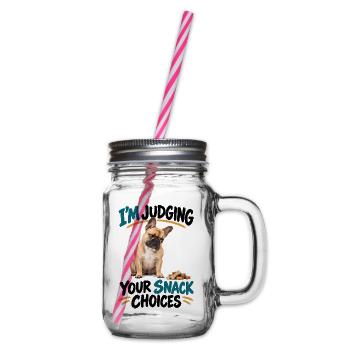  Im Judging Your Snack Choices Französische - Henkelglas mit Schraubdeckel - Klar - Rechts