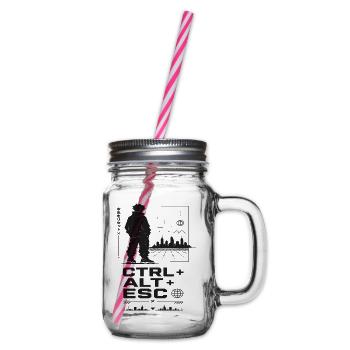 CTRL ALT ESC Skyline Retro - Henkelglas mit Schraubdeckel - Klar - Rechts