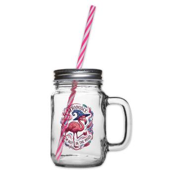 Böser Flamingo-Zauberer Retro-Magier - Henkelglas mit Schraubdeckel - Klar - Rechts