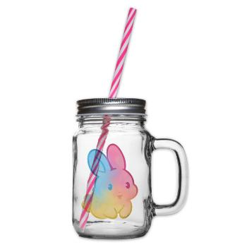 Pastell-Regenbogenhase - Henkelglas mit Schraubdeckel - Klar - Rechts
