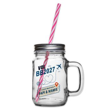Flug BB2027 Ziel Opa und Großmutter - Henkelglas mit Schraubdeckel - Klar - Rechts