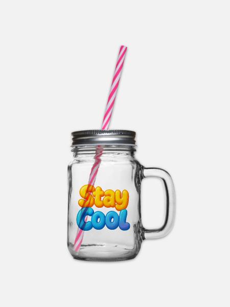 Bunte Wolken Spruch Design - Henkelglas mit Schraubdeckel - Klar