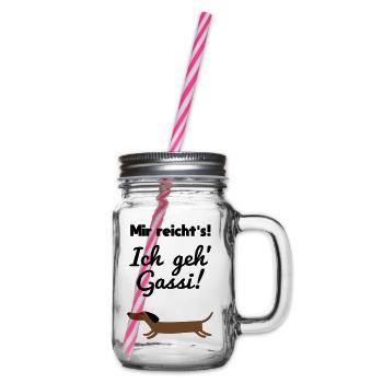 Mir reicht's - Ich geh Gassi - Henkelglas mit Schraubdeckel - Klar - Rechts
