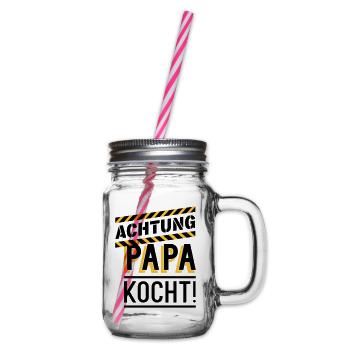 Papa kocht (Achtung) - Henkelglas mit Schraubdeckel - Klar - Rechts